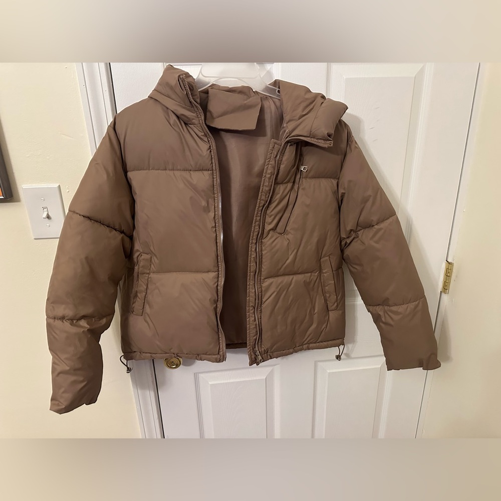 Brown puffer coat